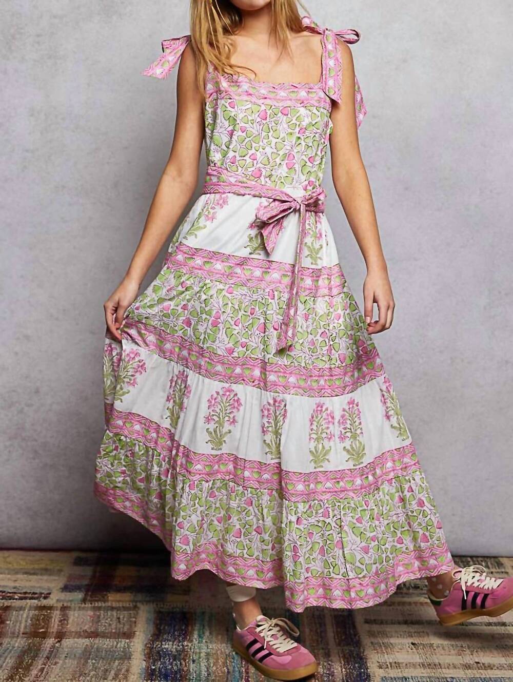 NEW POL floral maxi dress in ivory & pink
